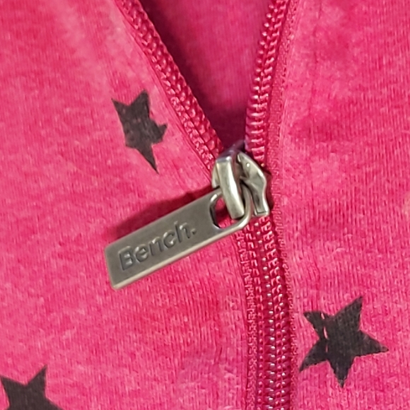 Bench Pink Lightweight Zippered Hoodie with Black Stars, Small - Picture 5 of 12